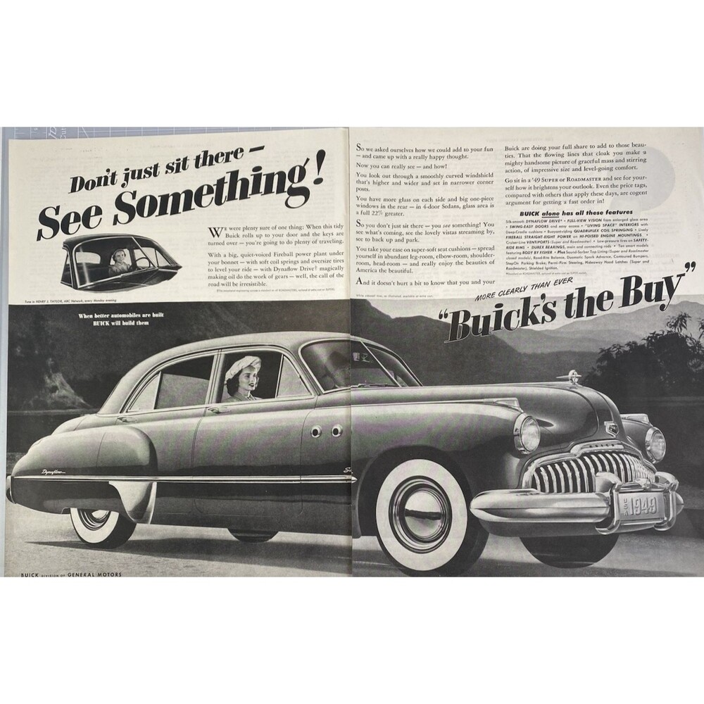 Buick "More Clearly than ever Buick's the Buy" 2-page Print Ad 1949